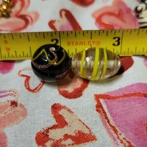 Millefiore Beads (2) Brown, Yellow, Gold Sparkle Perfect For Beading Or Crafting